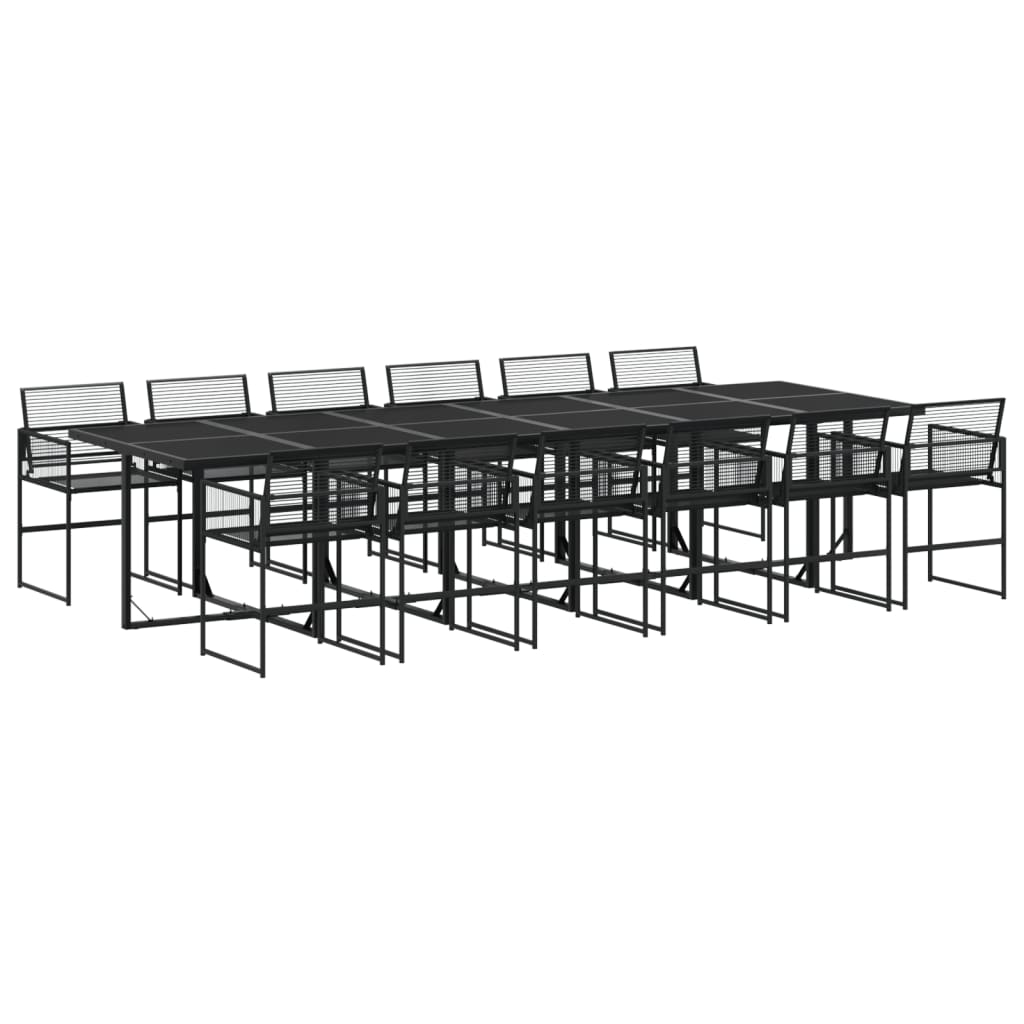 Set mobilier de grădină, 13 piese, negru, poliratan