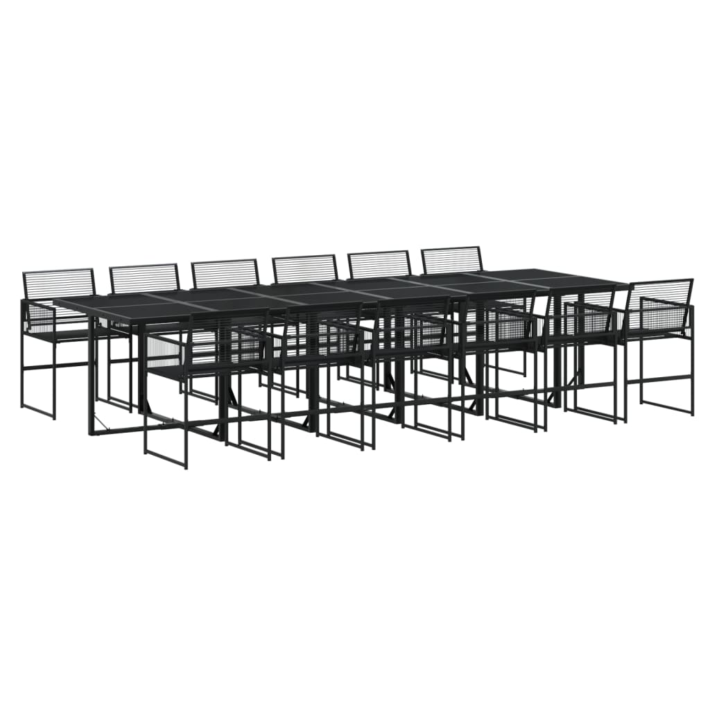 Set mobilier de grădină, 13 piese, negru, poliratan