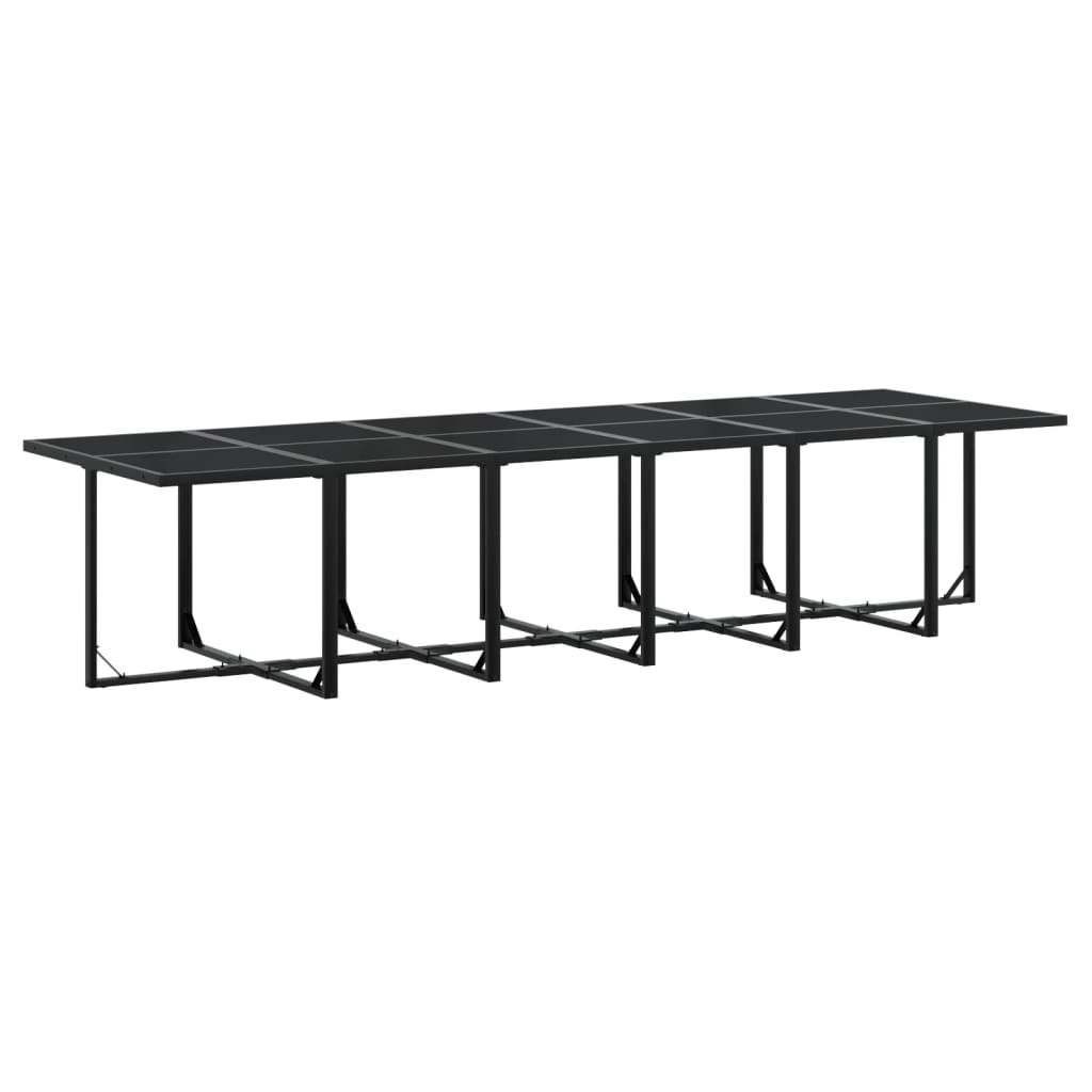 Set mobilier de grădină, 13 piese, negru, poliratan