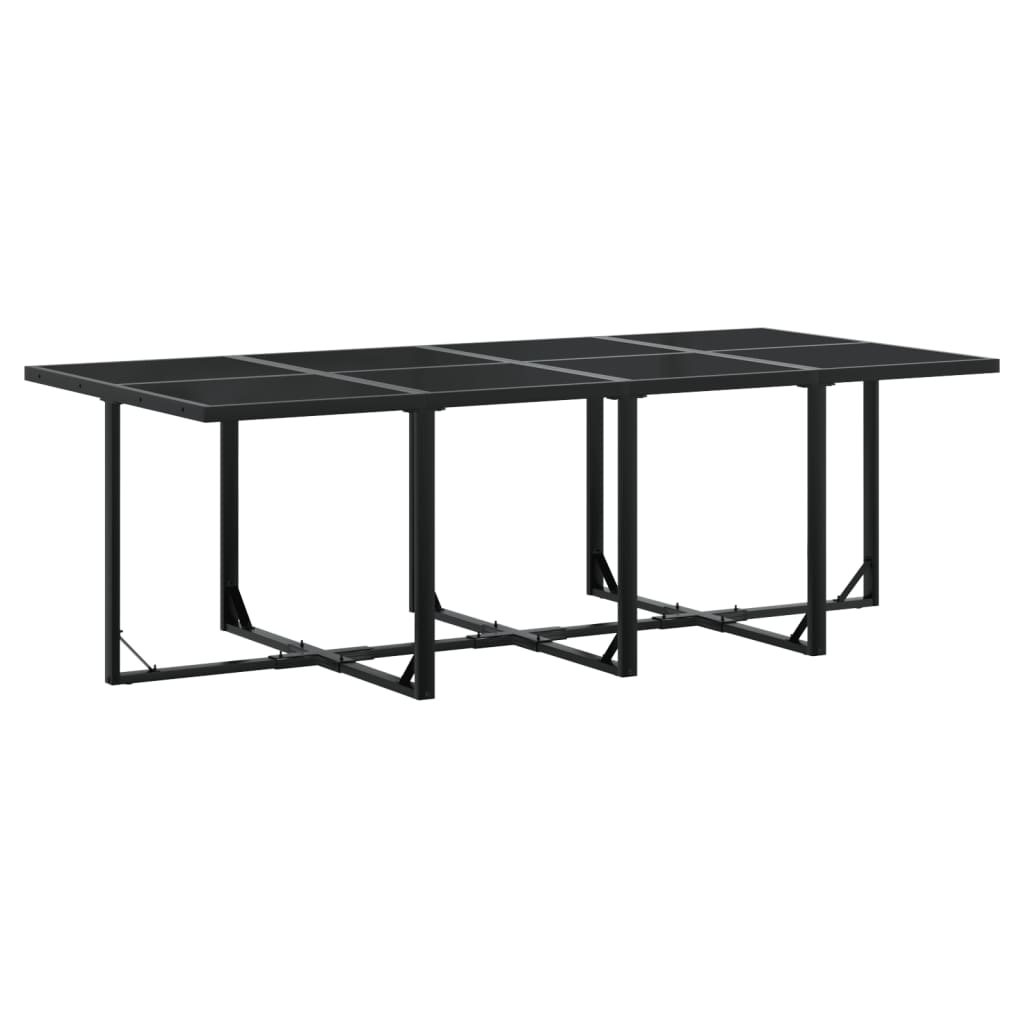 Set mobilier de grădină, 13 piese, negru, poliratan