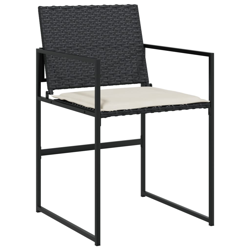 Set mobilier de grădină cu perne, 7 piese, negru, poliratan