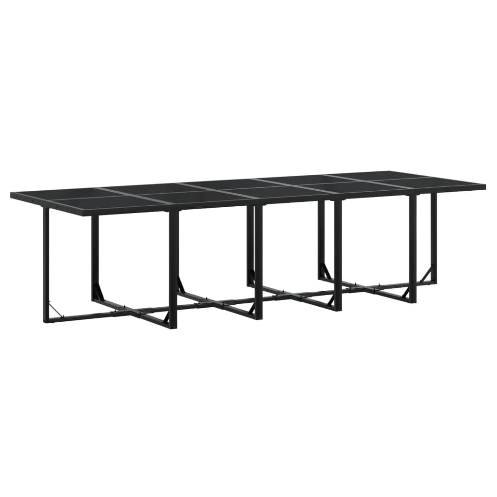 Set mobilier de grădină, 11 piese, cu perne, negru, textilenă