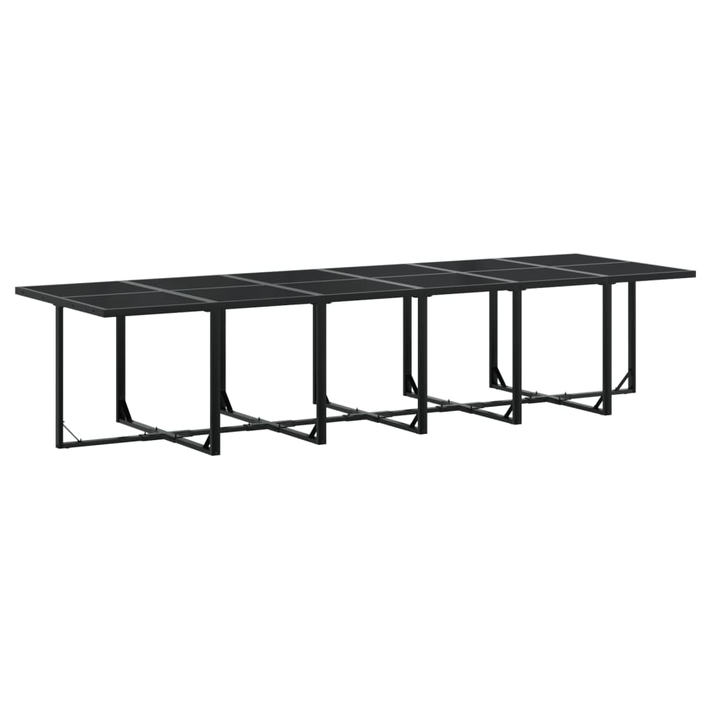 Set mobilier de grădină, 13 piese, cu perne, negru, textilenă