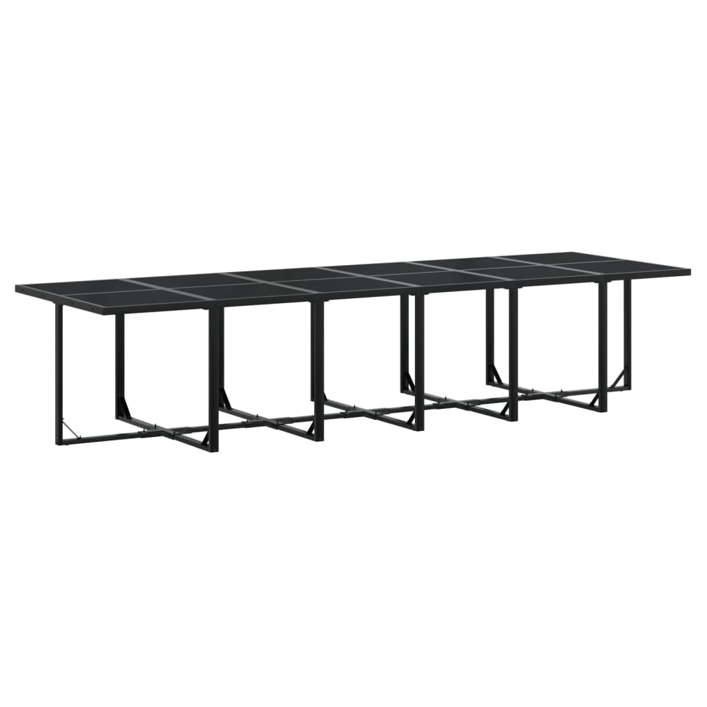 Set mobilier de grădină, 17 piese, cu perne, negru, textilenă