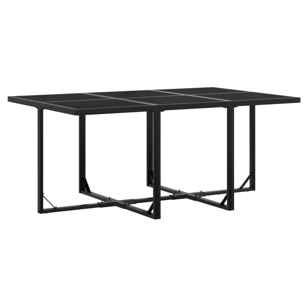 Set mobilier de grădină, 11 piese, cu perne, negru, textilenă