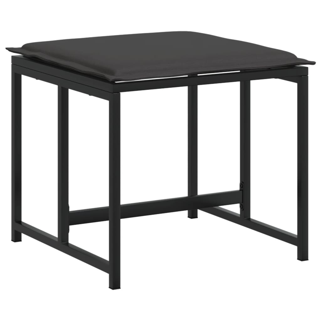 Set mobilier de grădină, 11 piese, cu perne, negru, textilenă