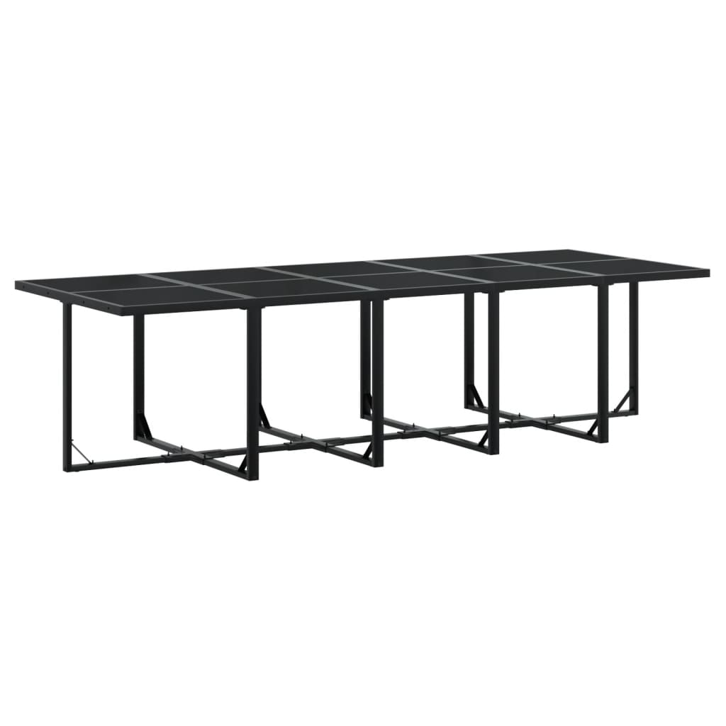 Set mobilier de grădină, 17 piese, cu perne, negru, textilenă