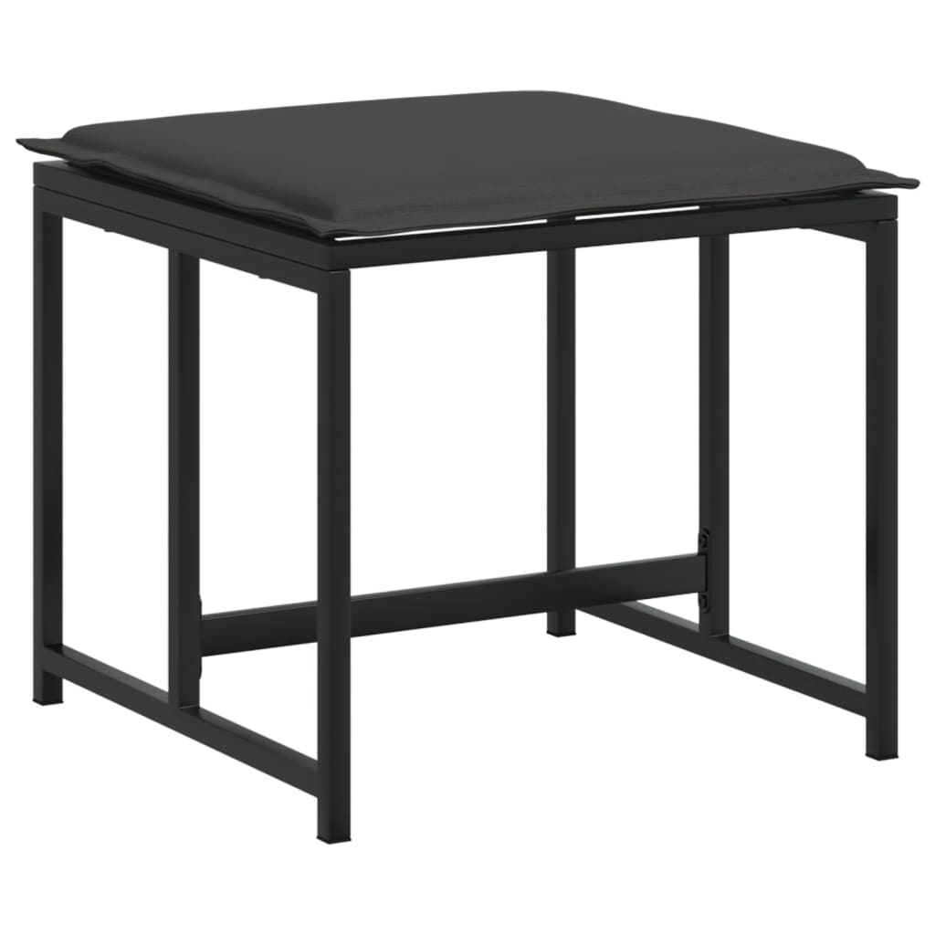 Set mobilier de grădină, 17 piese, cu perne, negru, textilenă