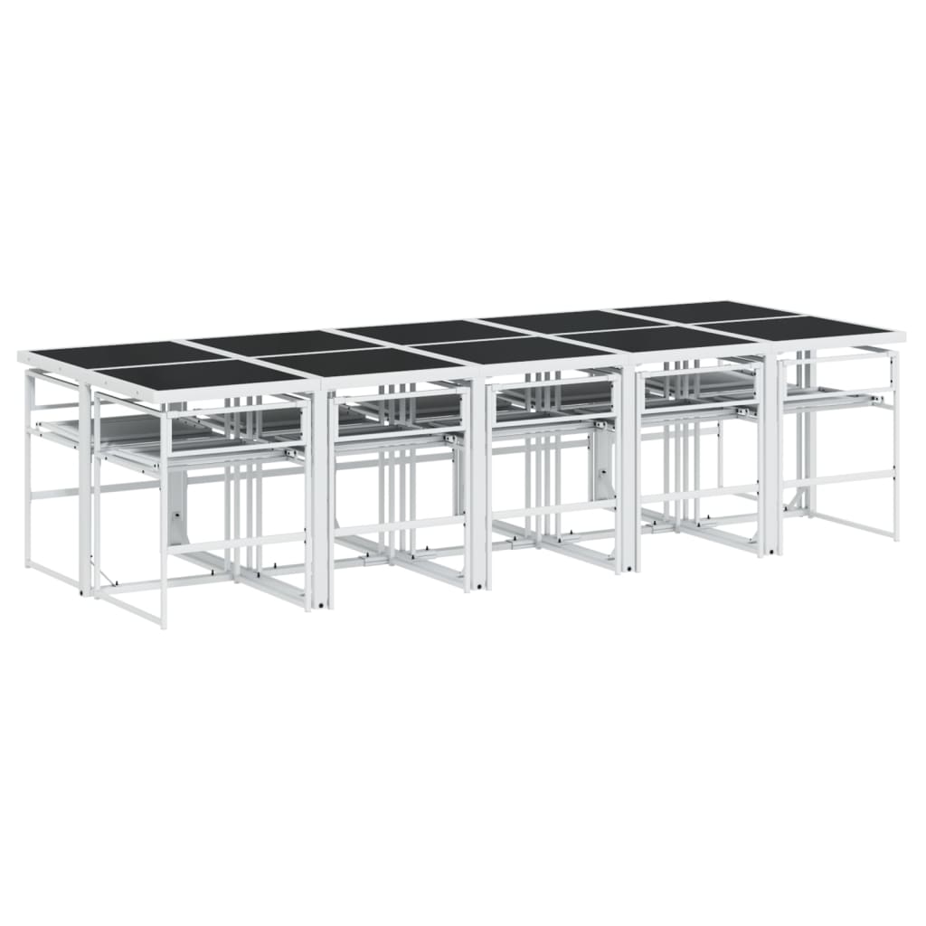 Set mobilier de grădină, 11 piese, cu perne, alb, textilenă