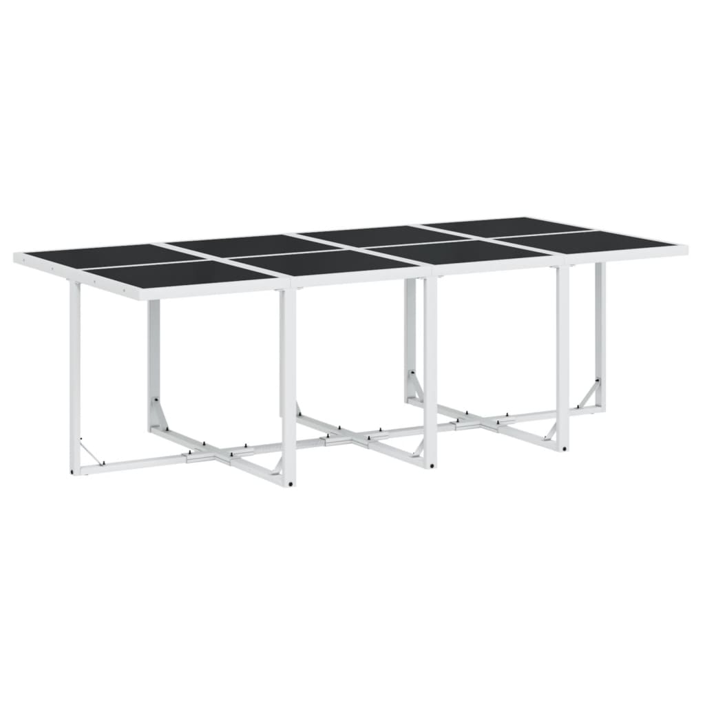 Set mobilier de grădină, 13 piese, cu perne, alb, textilenă