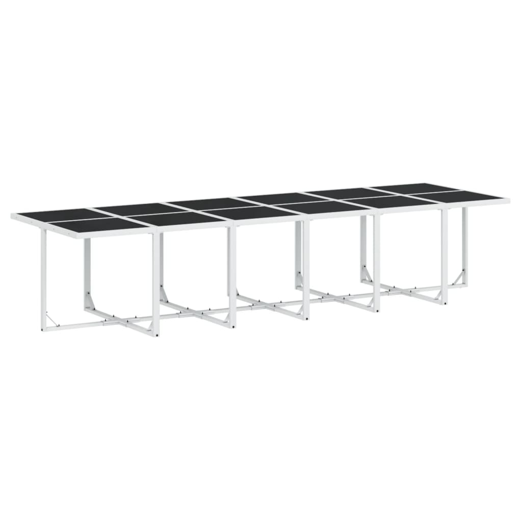 Set mobilier de grădină, 17 piese, cu perne, alb, textilenă