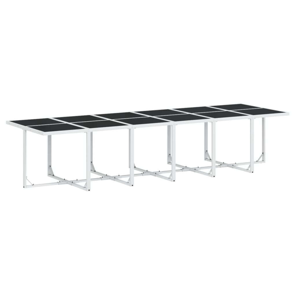 Set mobilier de grădină, 13 piese, cu perne, alb, textilenă