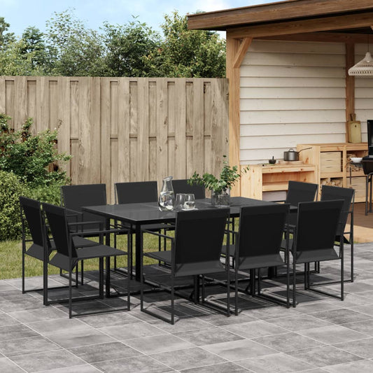 Garden furniture set, 11 pieces, black, textilene