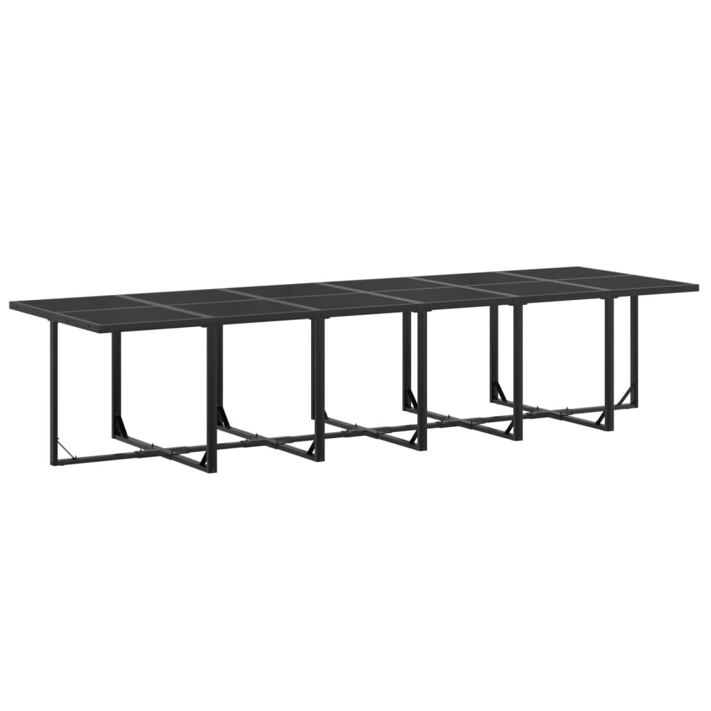 Set mobilier de grădină, 17 piese, negru, textilenă