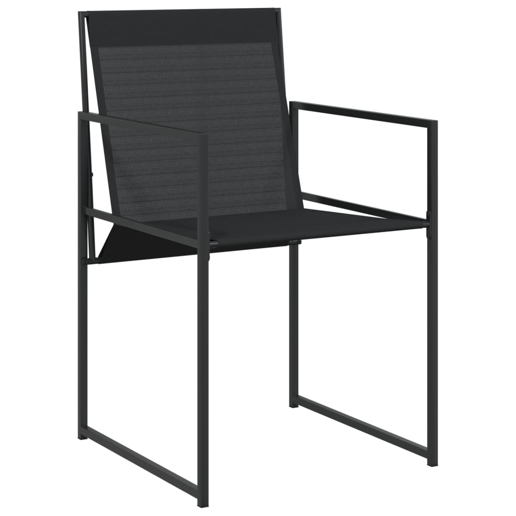 Set mobilier de grădină, 17 piese, negru, textilenă