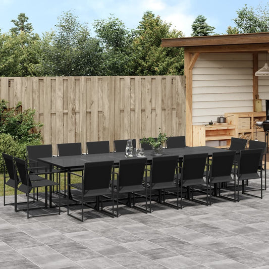 Garden furniture set, 17 pieces, black, textilene