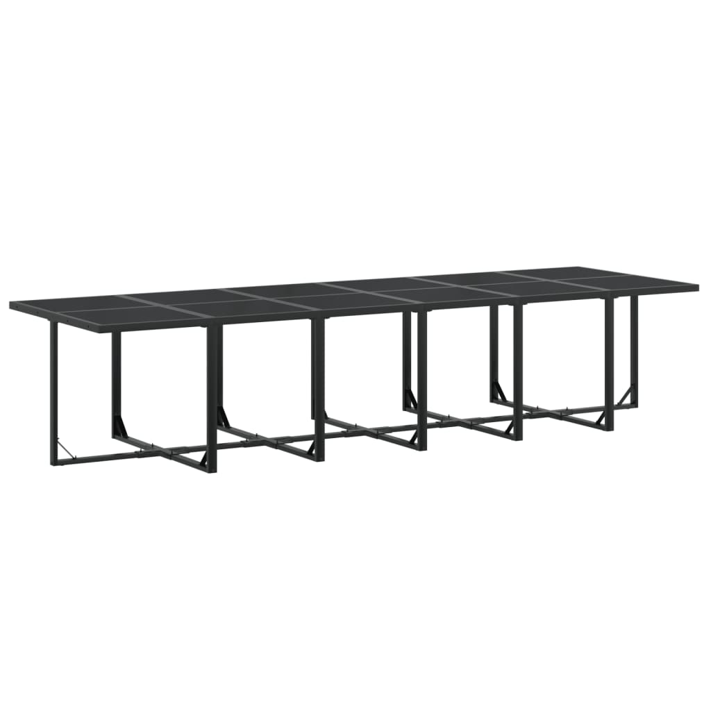 Set mobilier de grădină, 17 piese, negru, textilenă