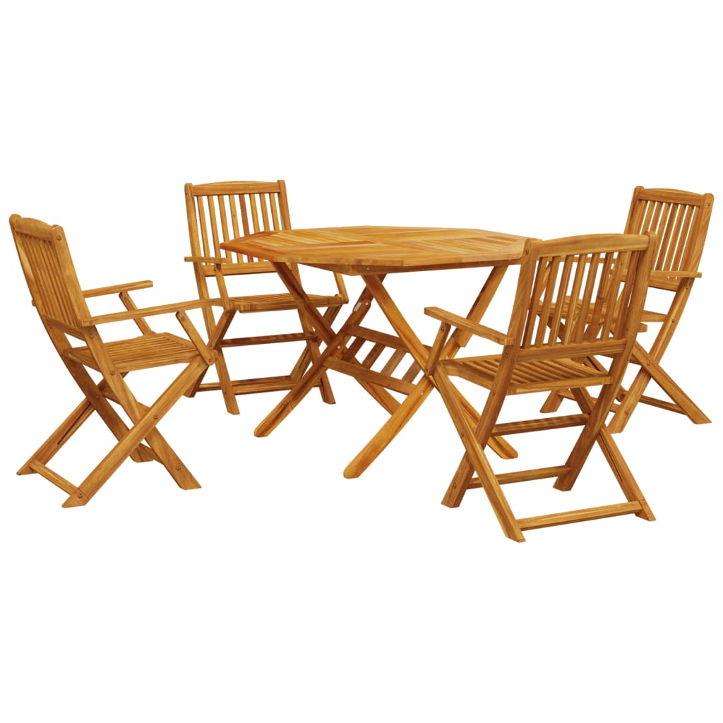 5-piece folding garden furniture set, solid acacia wood