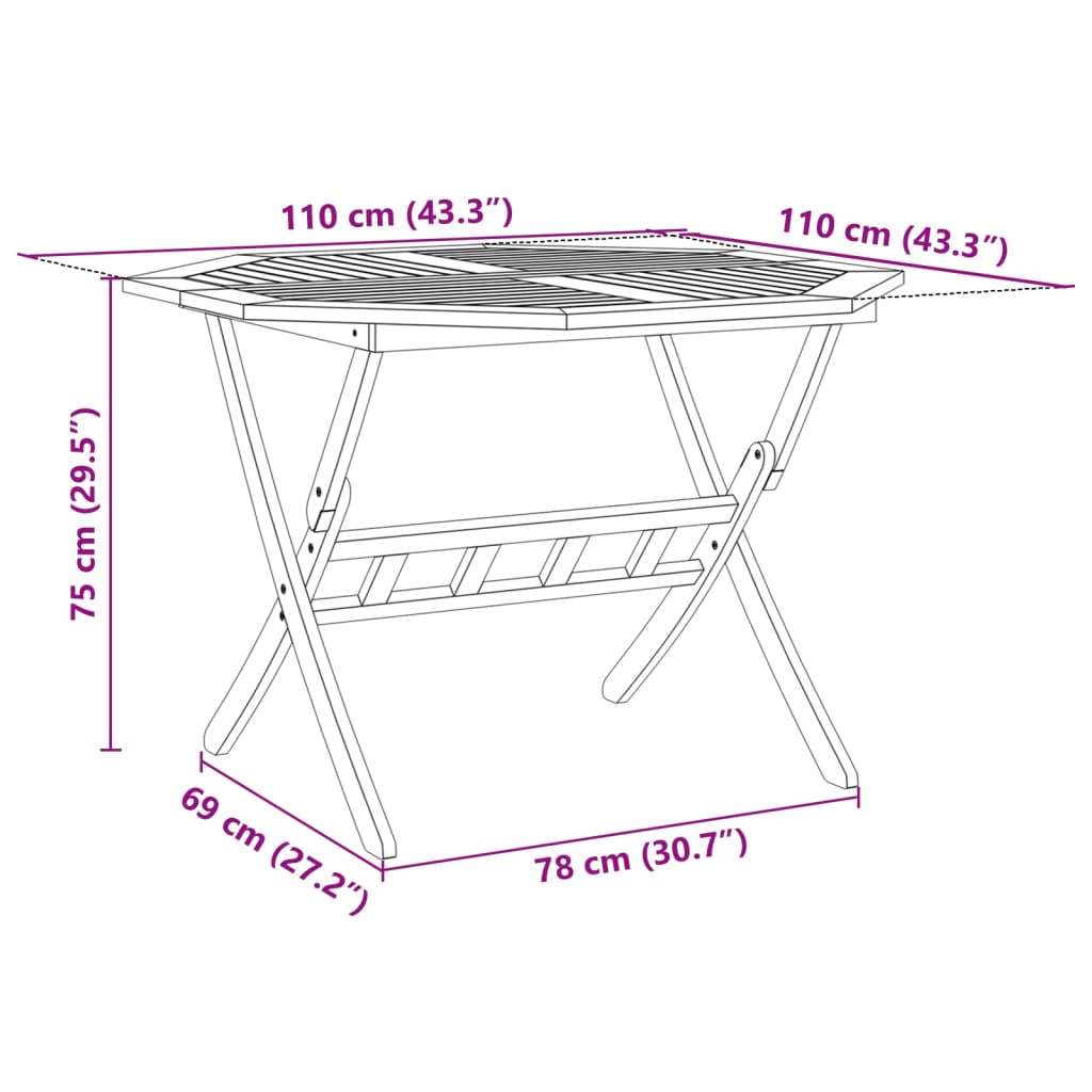 Set mobilier de grădină pliabil, 5 piese, lemn masiv de acacia