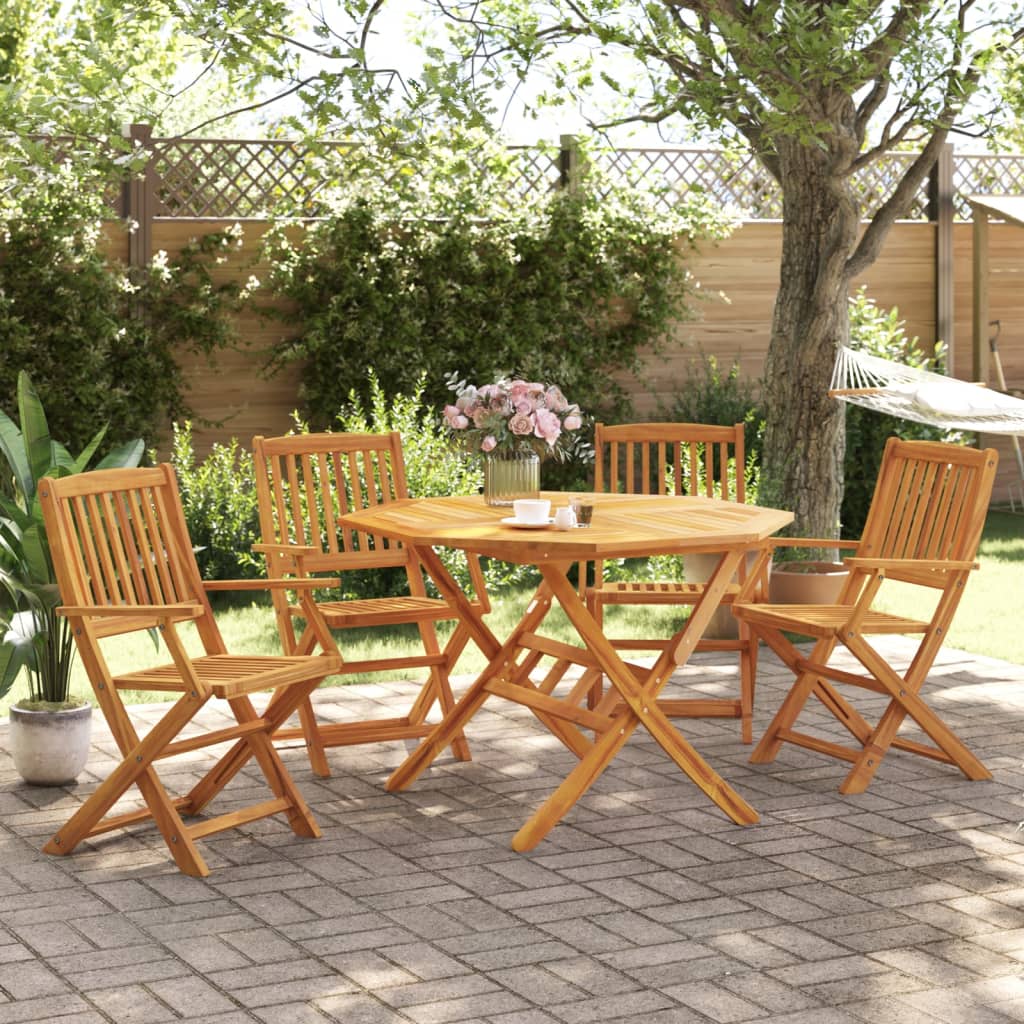 5-piece folding garden furniture set, solid acacia wood