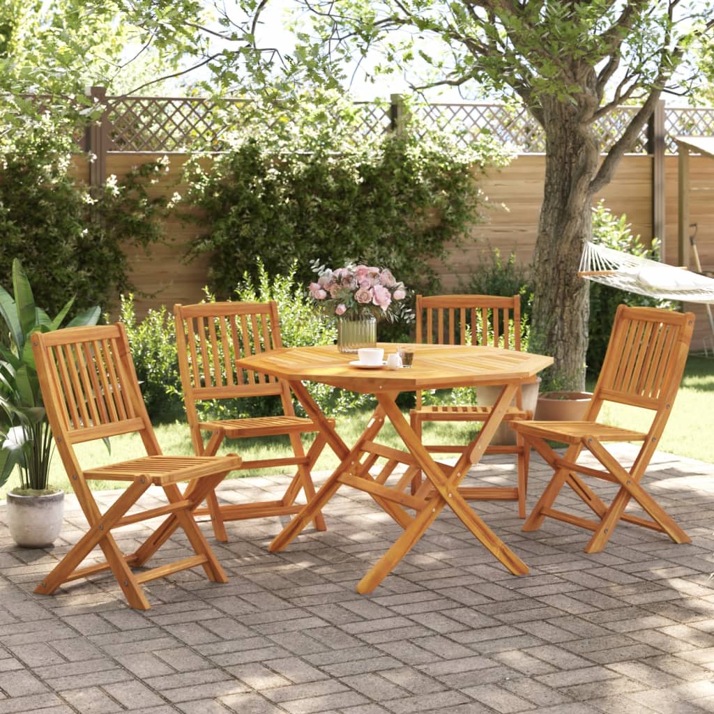 5-piece folding garden furniture set, solid acacia wood