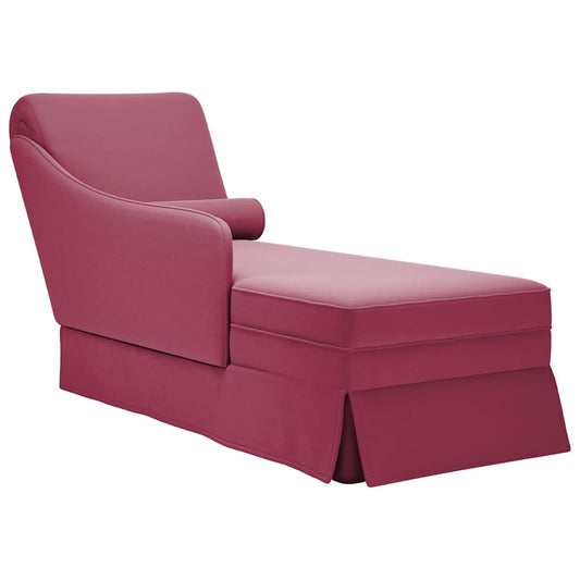 Chaise Lounge with Chaise Lounge and Right Armrest Wine Red Velvet