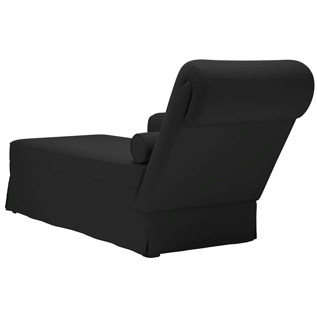 Chaise longue with support and right armrest in black velvet