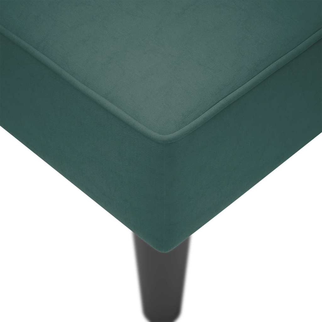 Chaise longue with right armrest, dark green velvet