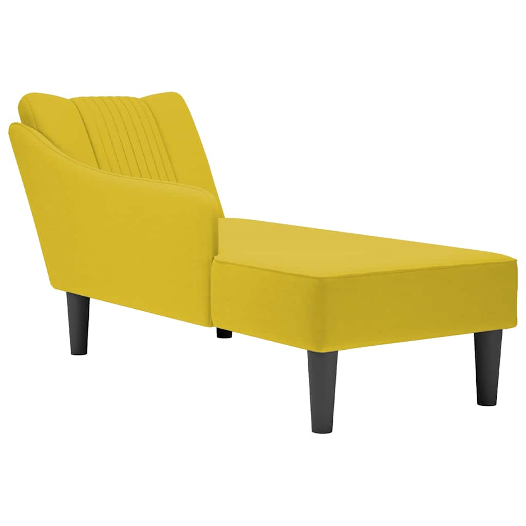 Chaise longue with right armrest, yellow velvet