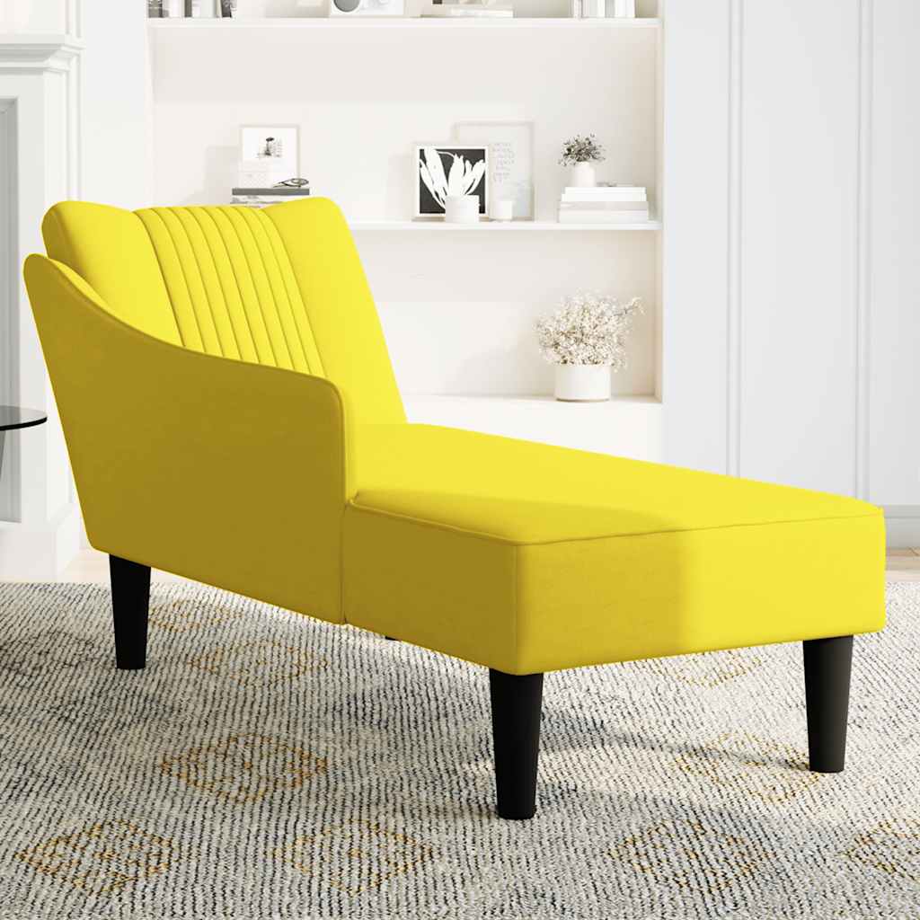 Chaise longue with right armrest, yellow velvet