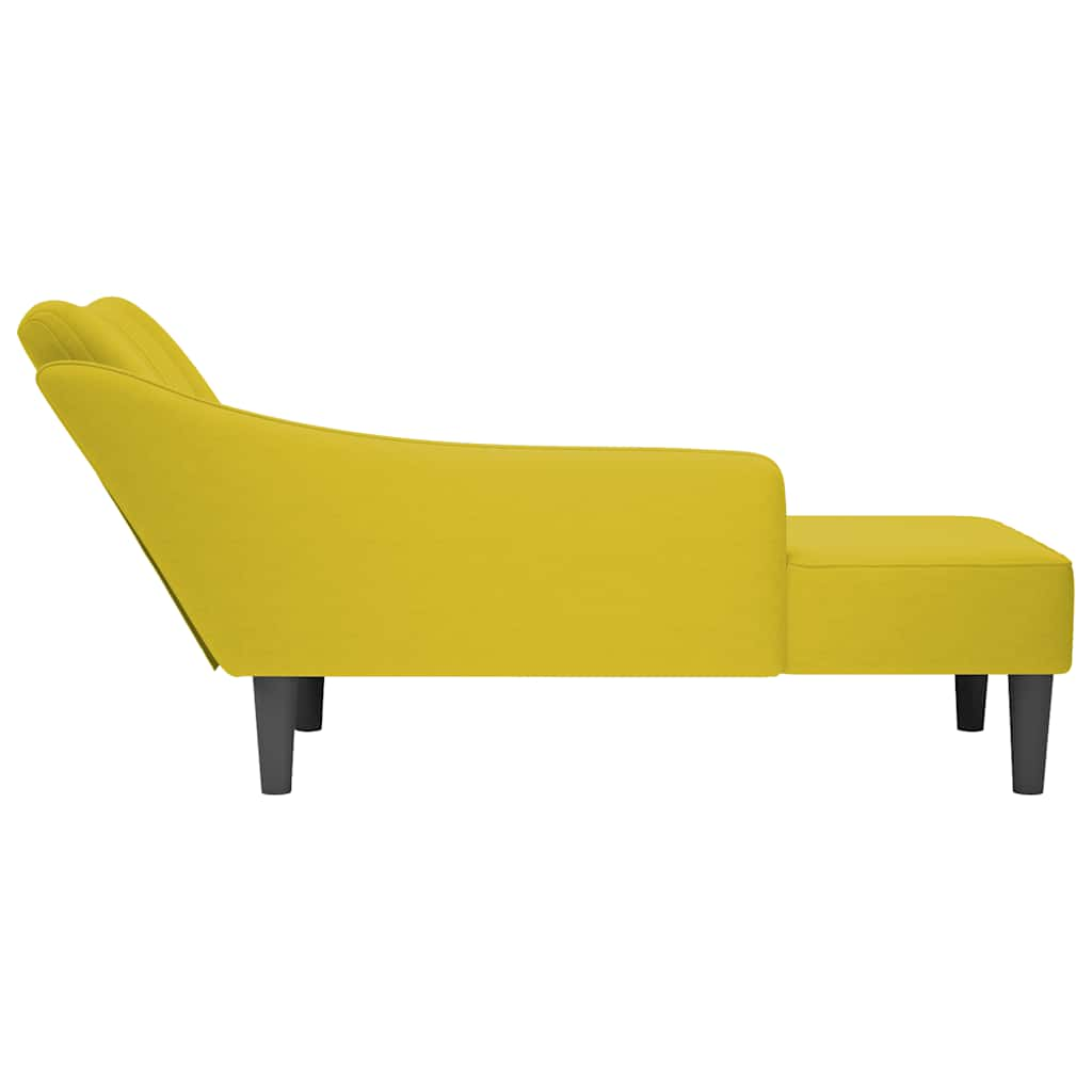 Chaise longue with right armrest, yellow velvet