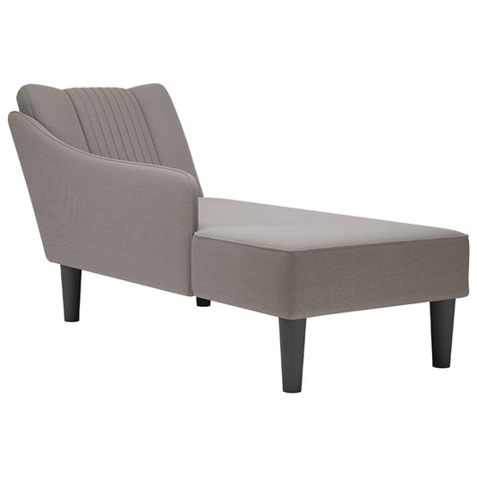 Chaise longue with straight armrest in taupe material