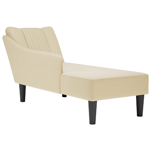 Chaise longue with cream fabric for right armrest