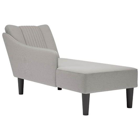 Sun lounger with straight armrest in cloud gray fabric