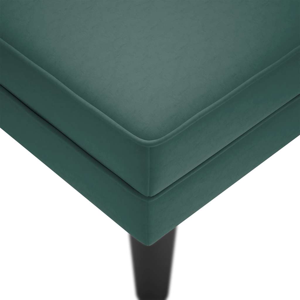 Chaise longue with cushion and right armrest, dark green, velvet