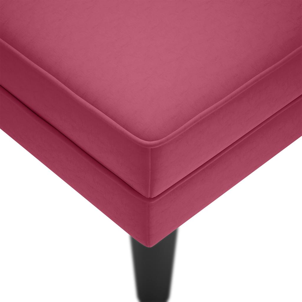 Chaise longue with cushion and right armrest, wine red, velvet