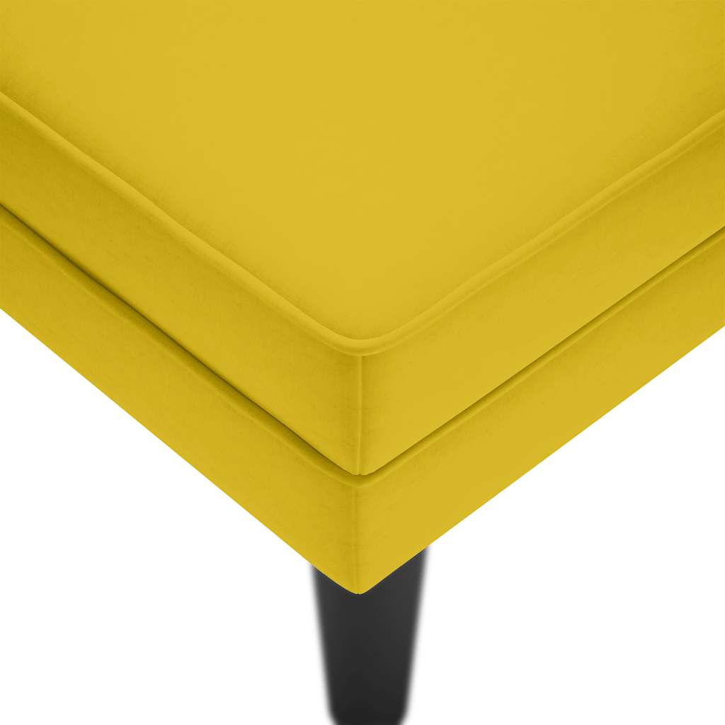 Chaise longue with cushion and right armrest, yellow, velvet