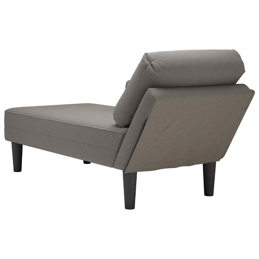 Chaise longue with cushion in light grey velour fabric