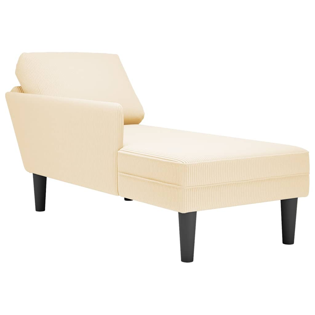 Chaise longue with cream velour fabric cushion