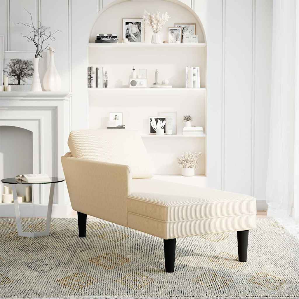 Chaise longue with cream velour fabric cushion