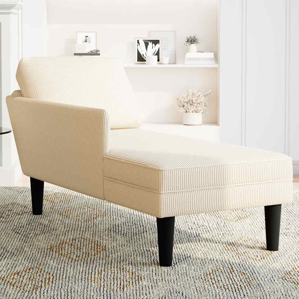 Chaise longue with cream velour fabric cushion