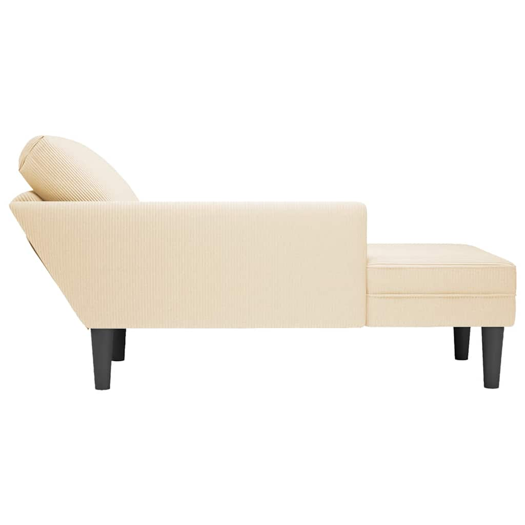 Chaise longue with cream velour fabric cushion