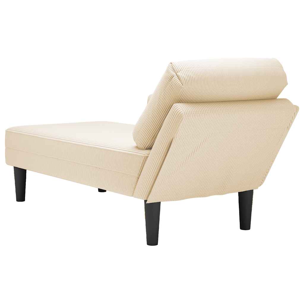 Chaise longue with cream velour fabric cushion