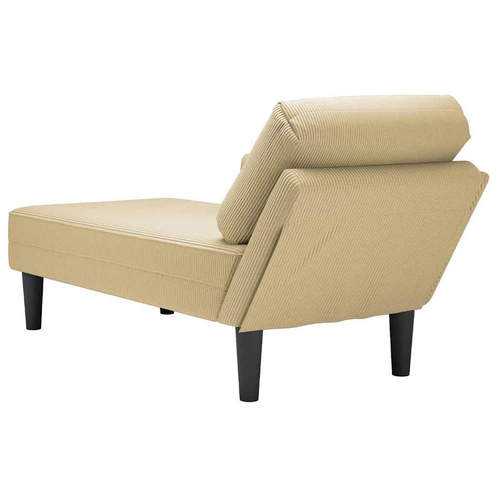 Chaise longue with cushion, light green velour fabric, grey