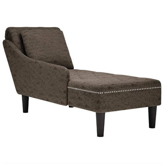 Chaise longue with cushion and right armrest, dark grey eco-leather