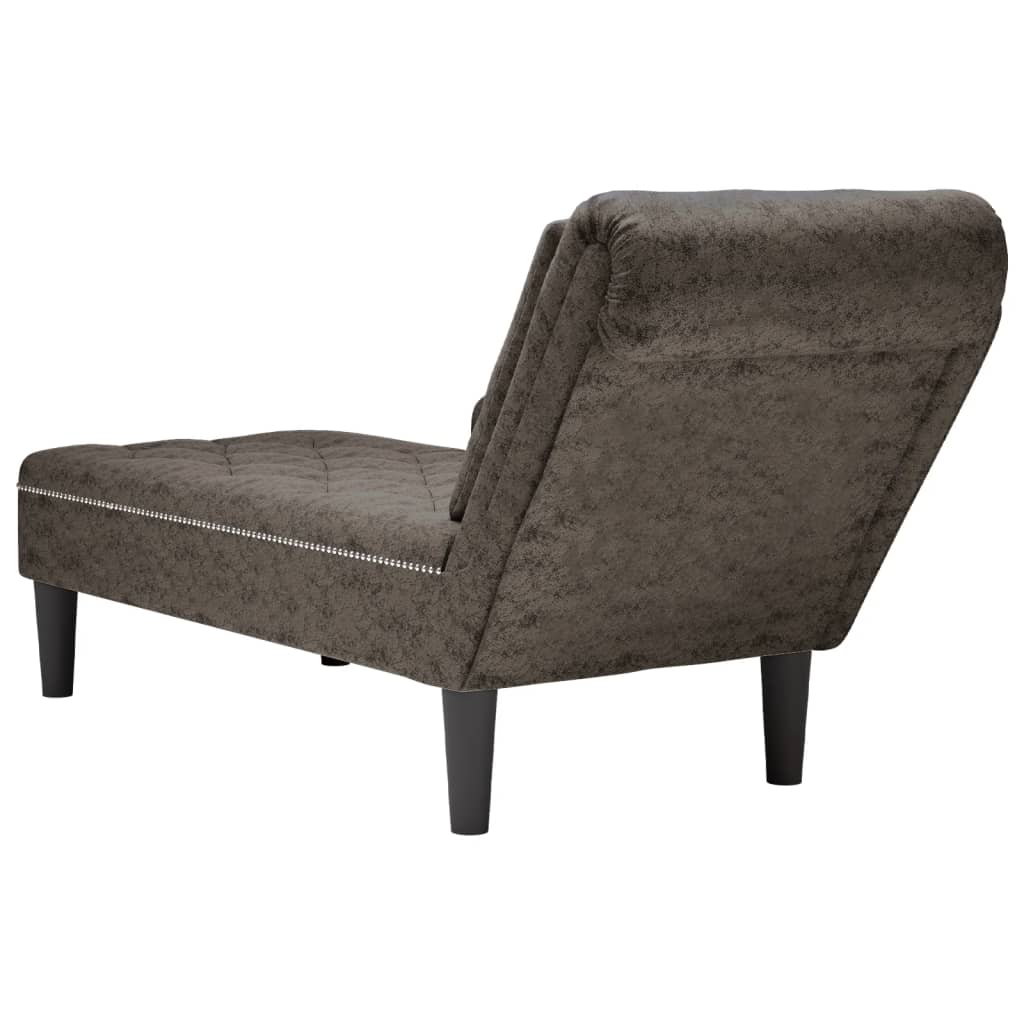 Chaise longue with cushion and right armrest, dark grey eco-leather