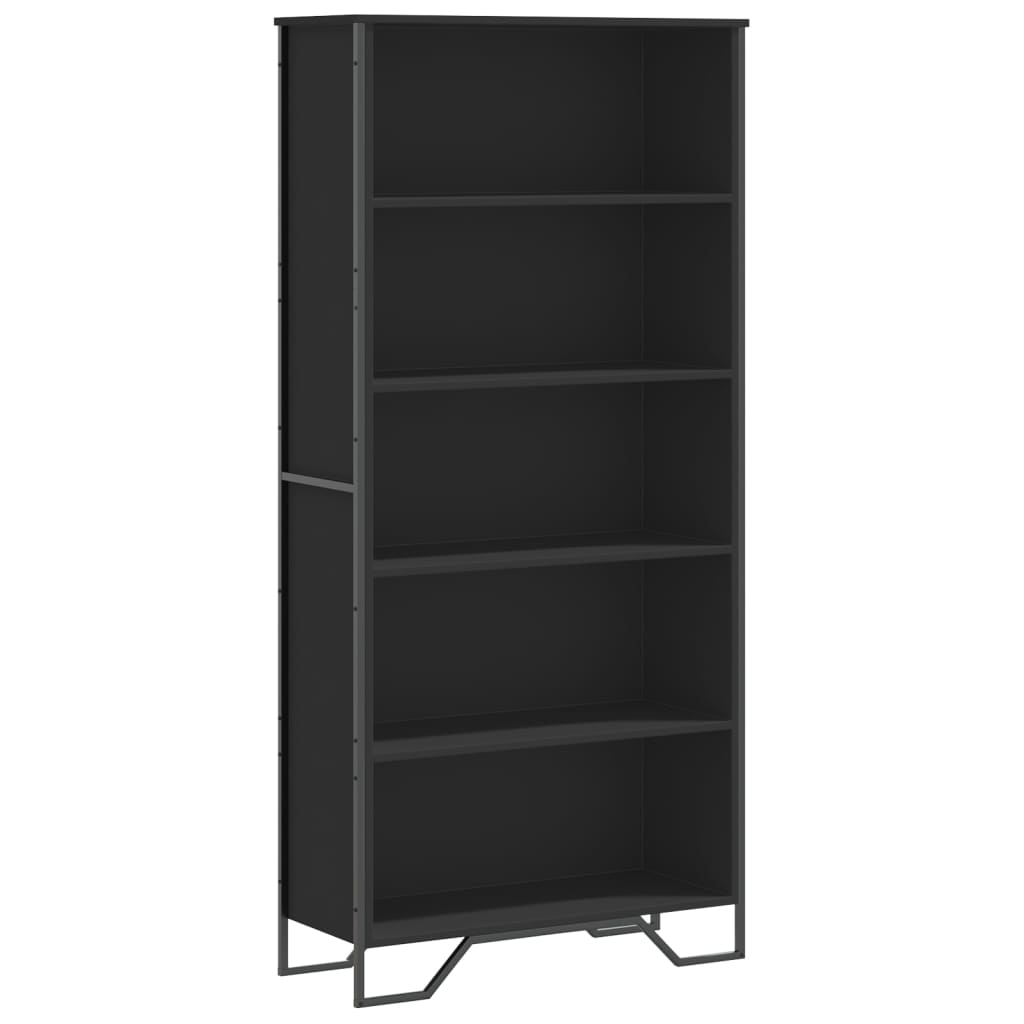 Bookcase, black, 80x31x169 cm, processed wood