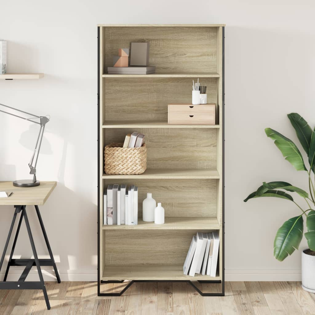 Bookcase, sonoma oak, 80x31x169 cm, engineered wood