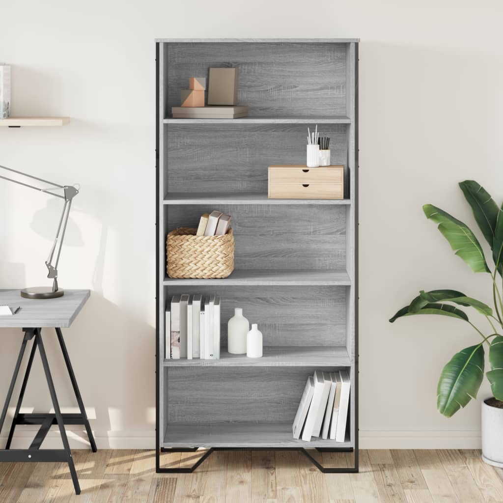 Bookcase, sonoma grey, 80x31x169 cm, engineered wood