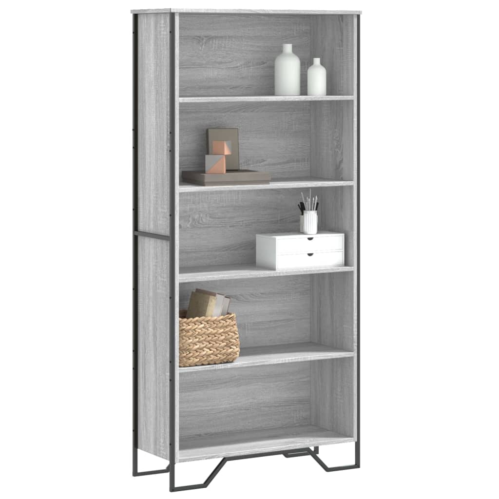 Bookcase, sonoma grey, 80x31x169 cm, engineered wood